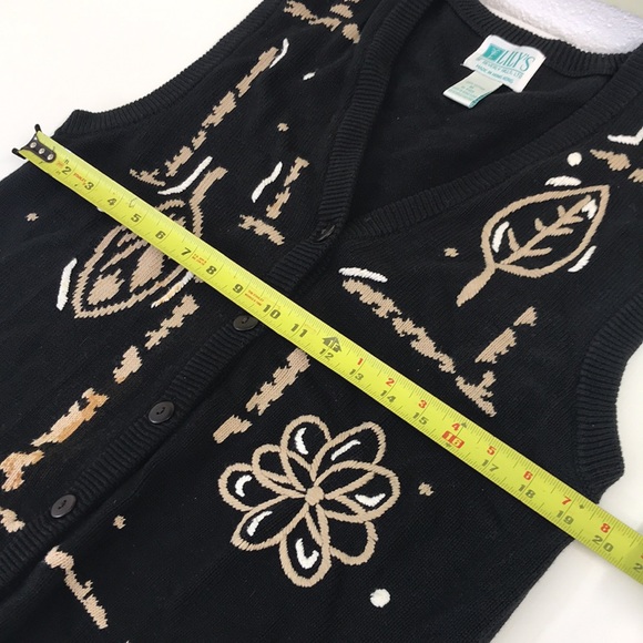 Ladies Vintage Button Down V-neck Sweater Vest - Picture 5 of 8